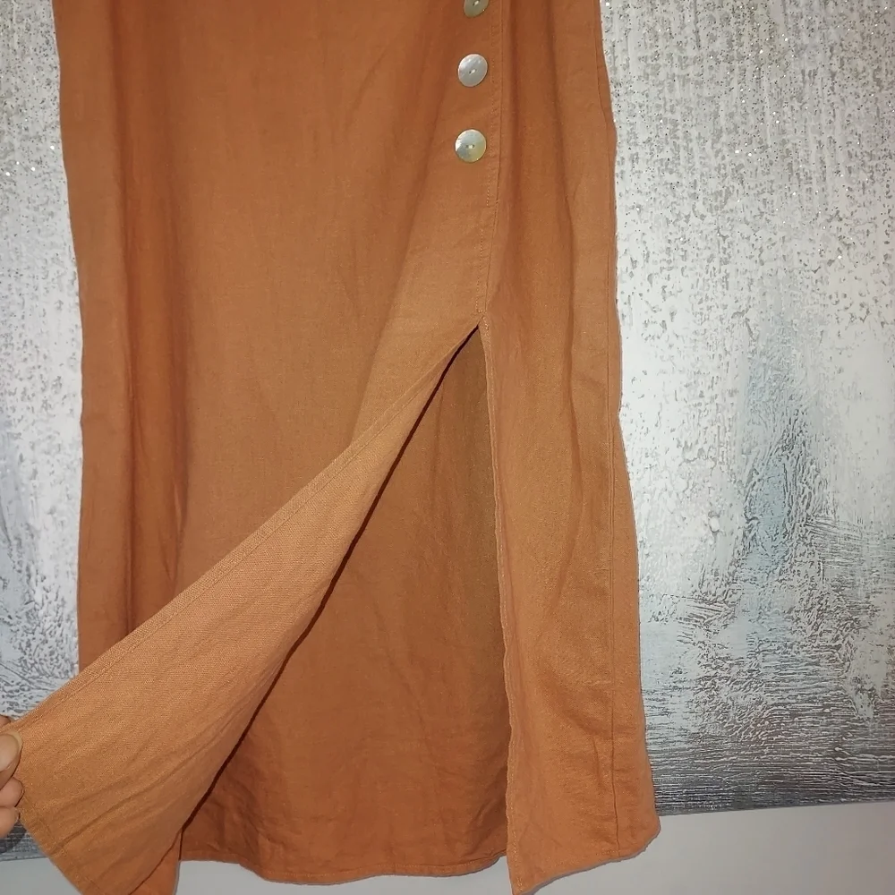 Marc New York Pecan Brown Linen Blend Skirt